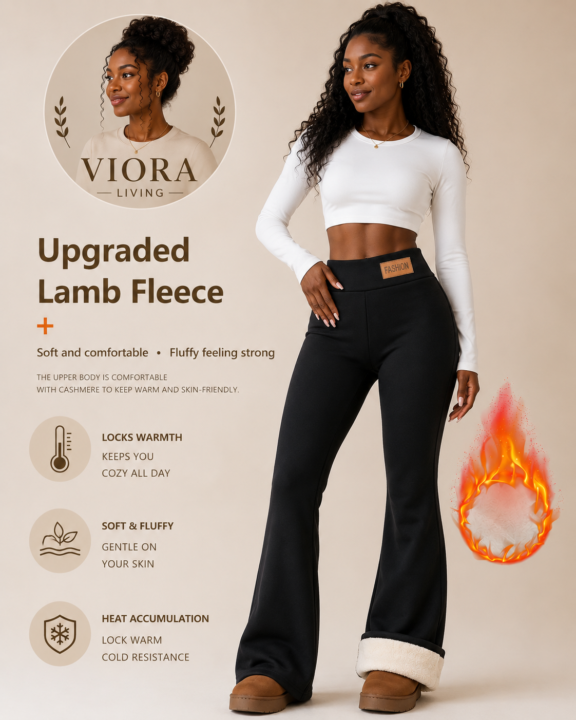 Viora High Waist Flare Thermal Leggings