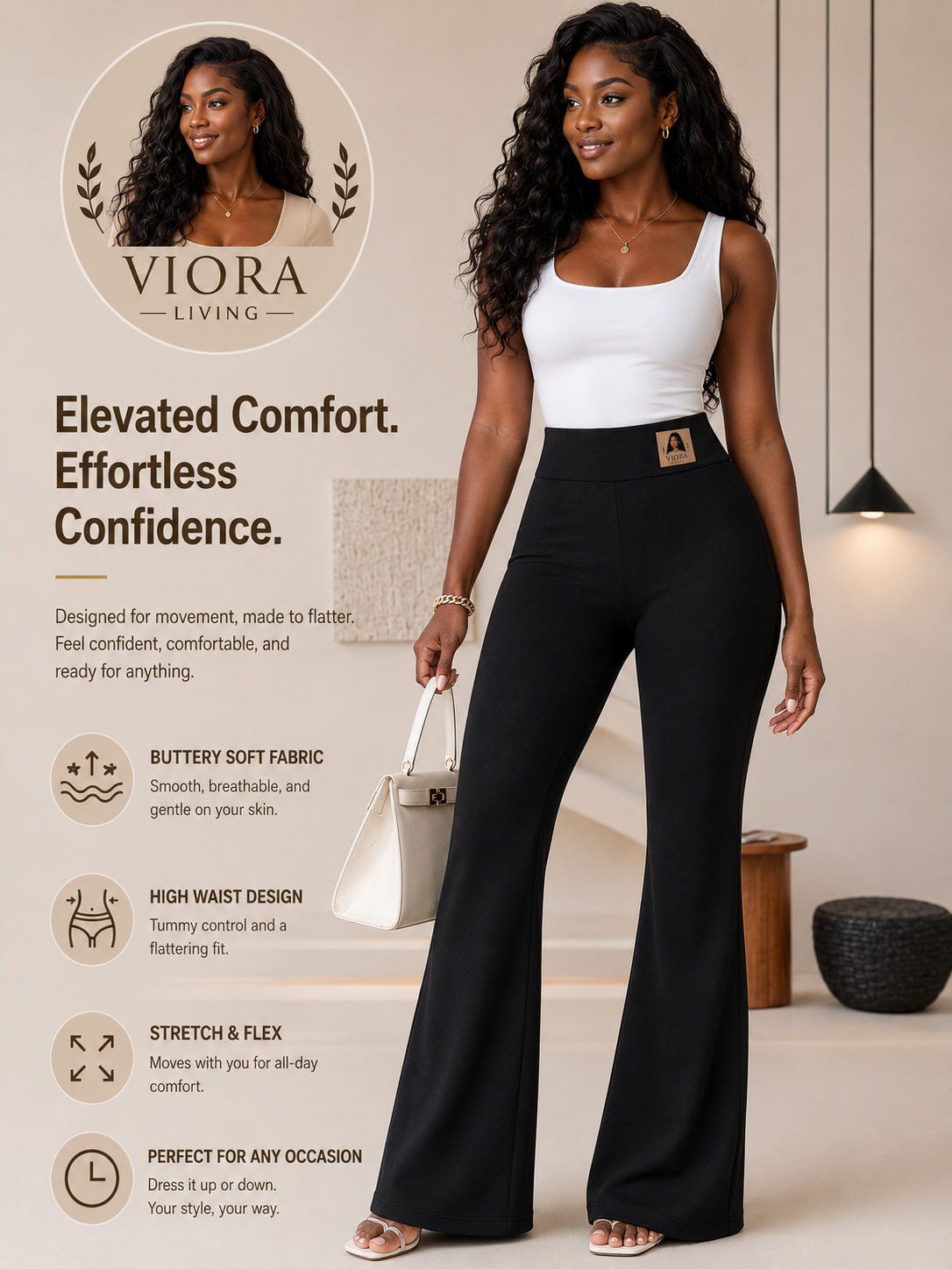 Viora High Waist Flare Thermal Leggings