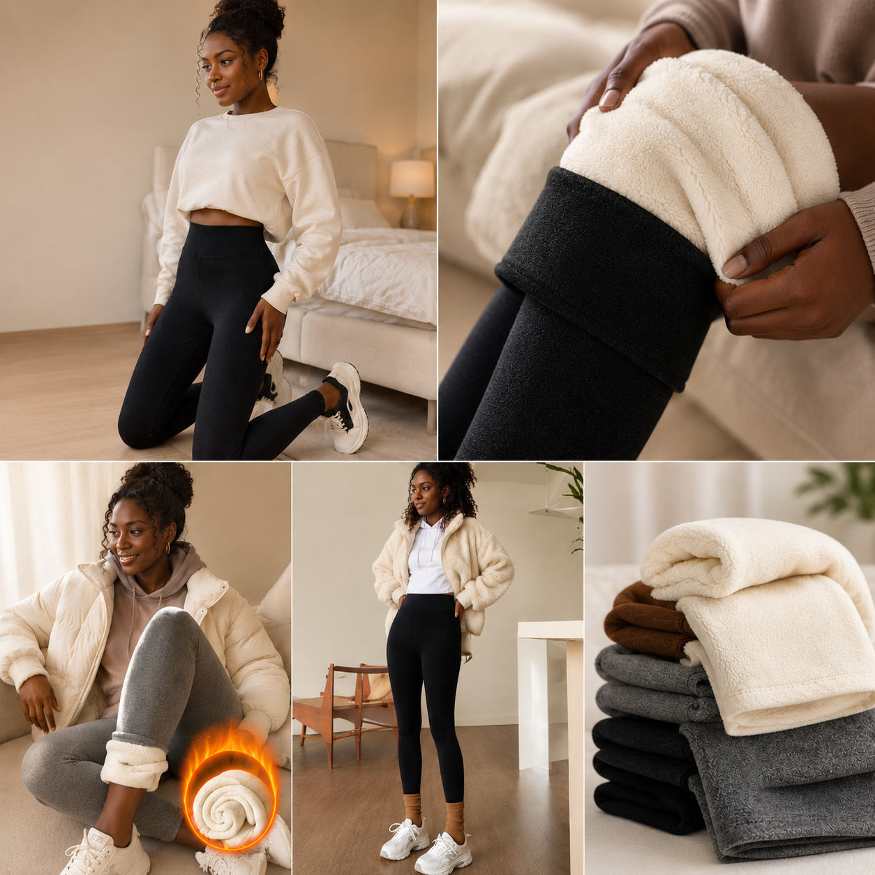 Viora Warm Winter Fleece-Lined Leggings