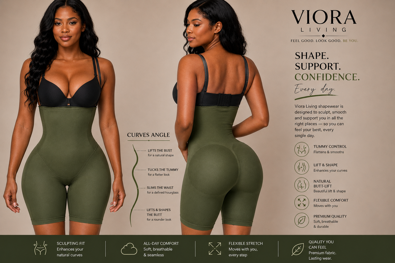 Sculpting Bodysuit — Tummy Control & Butt Lift Shaper