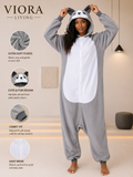 Viora Onesie Pajamas for Adults – Cosy Fleece Loungewear Jumpsuit (One Size)