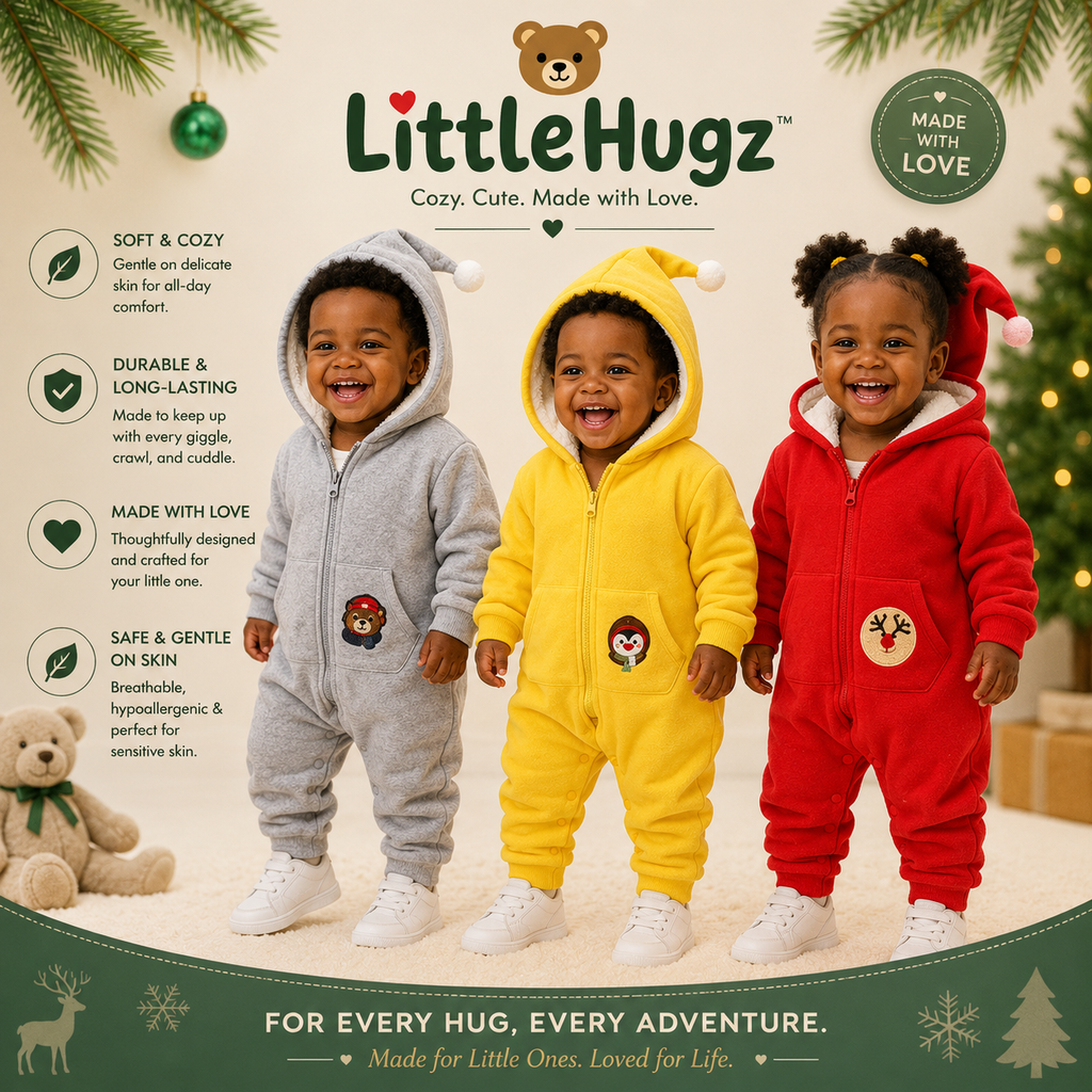 Viora Cosy Baby Romper – Thick Fleece-Lined Hooded Onesie for Newborns (0–12 Months)