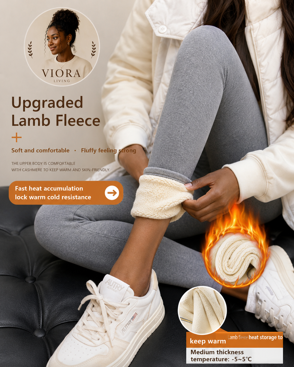 Viora Warm Winter Fleece-Lined Leggings