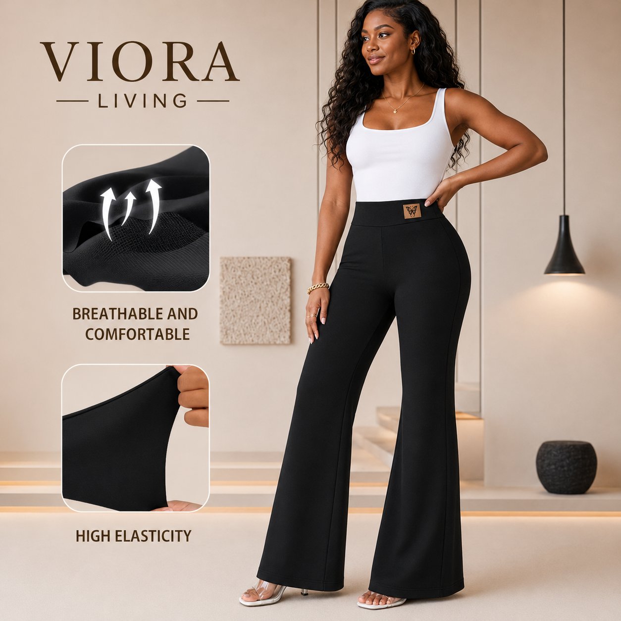 Viora High Waist Flare Thermal Leggings