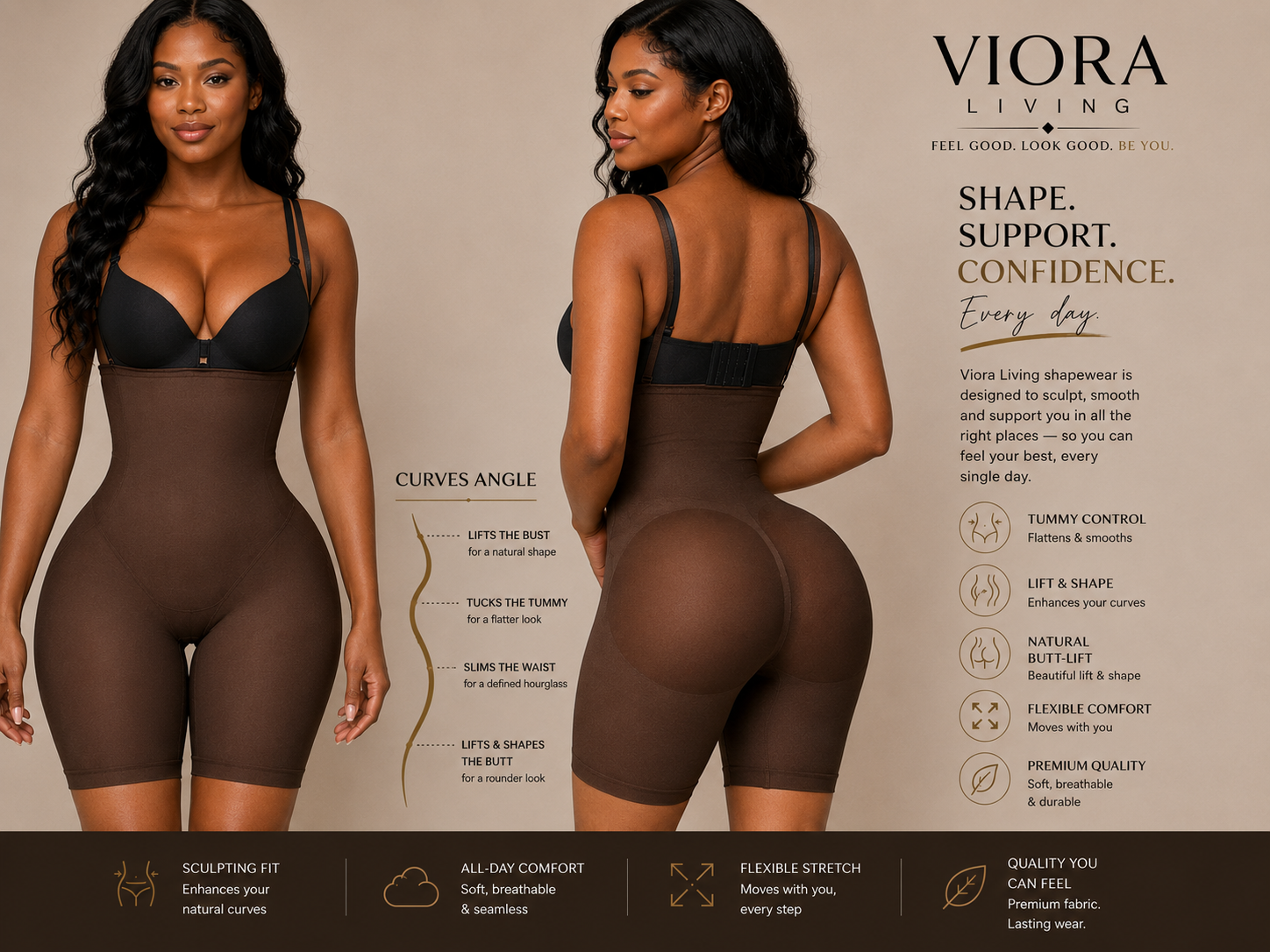 Sculpting Bodysuit — Tummy Control & Butt Lift Shaper