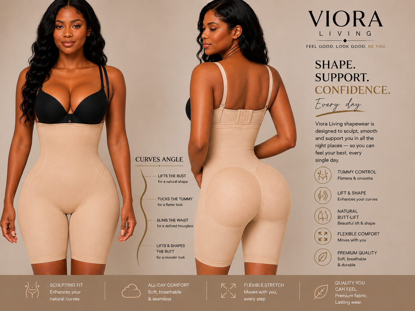 Sculpting Bodysuit — Tummy Control & Butt Lift Shaper