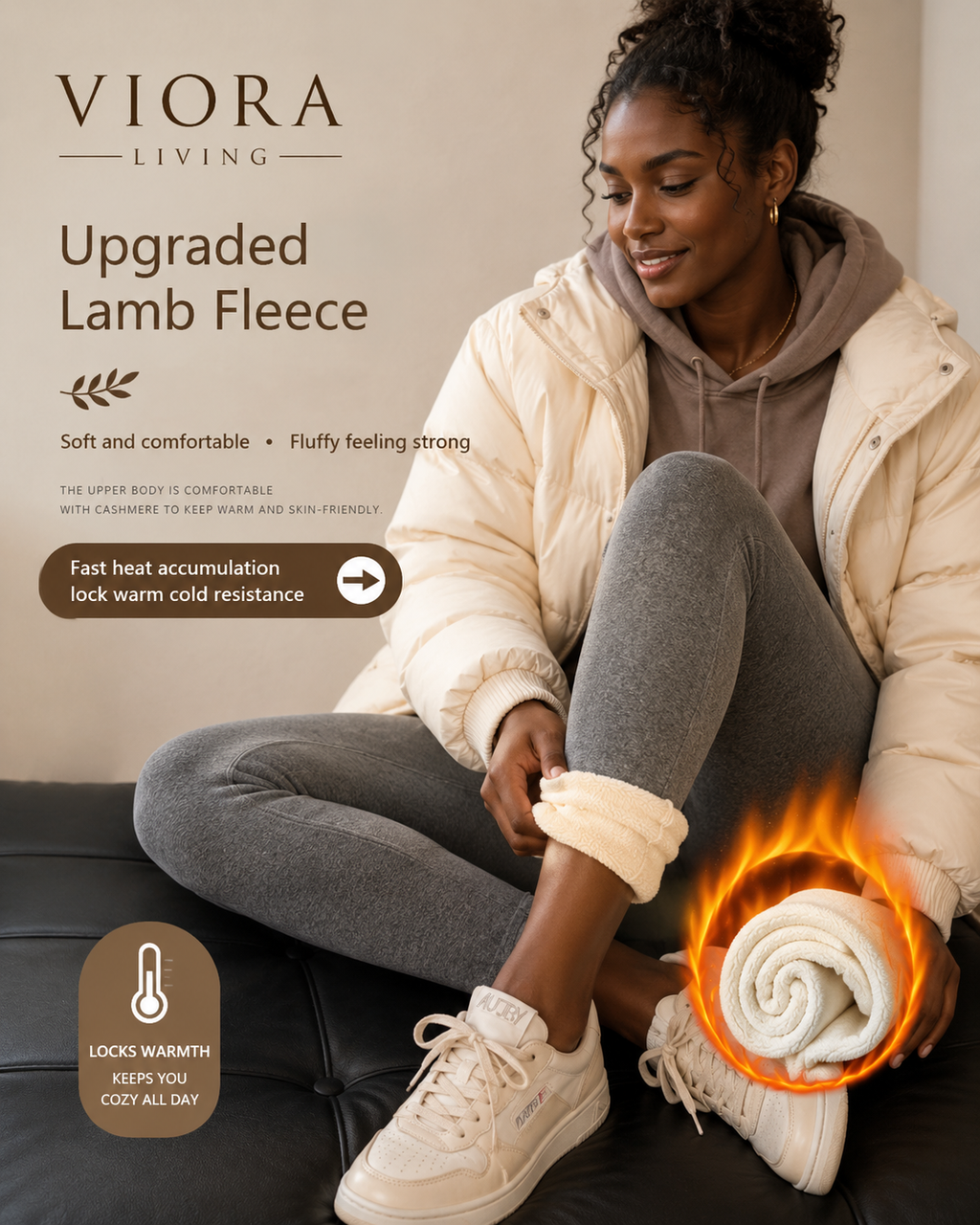 Viora Warm Winter Fleece-Lined Leggings